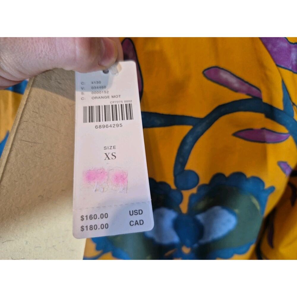 Anthropologie Let Me Be Cotton Orange Green Floral Mini Dress NWT XS - Picture 14 of 15